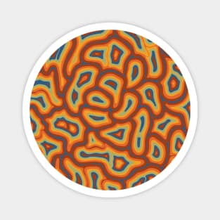 Groovy 70s Abstract Retro Liquid Marble Swirls, Orange Yellow Green Blue Magnet